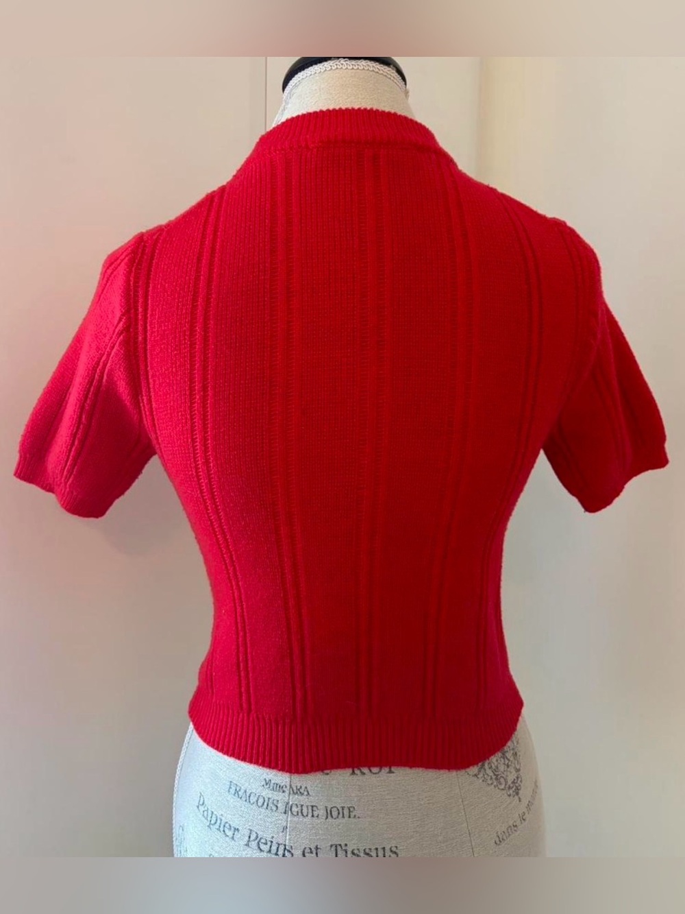 Zara Vibrant Red Ribbed Knit Top - Picture 5 of 7